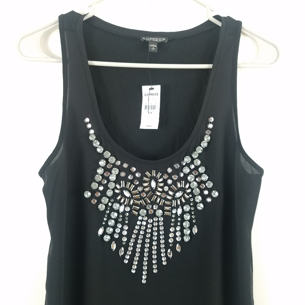 Express Black Rhinestone Tank Top_4